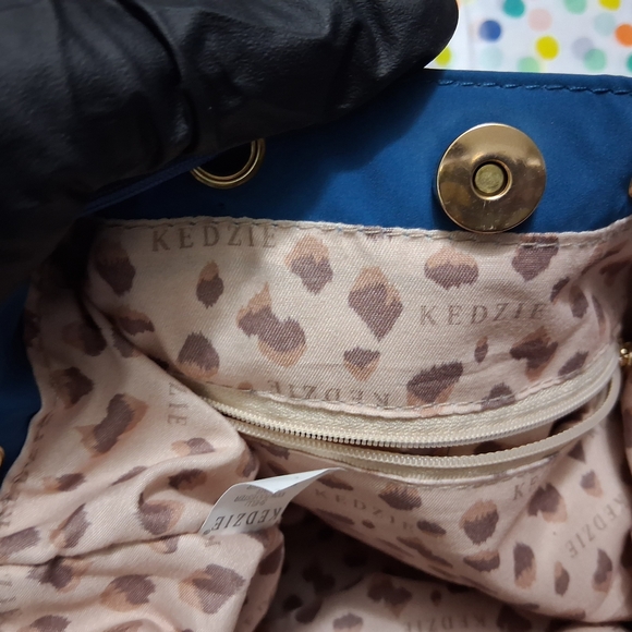 Stylish Blue Shoulder Bag with Gold Accents Crossbody - Picture 7 of 14